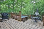 Secluded, private, gorgeous deck with grill, hot tub and dining